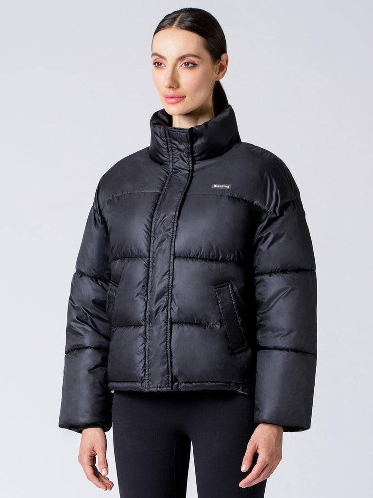 SPORTS LOGO PUFFER JACKET, BLACK