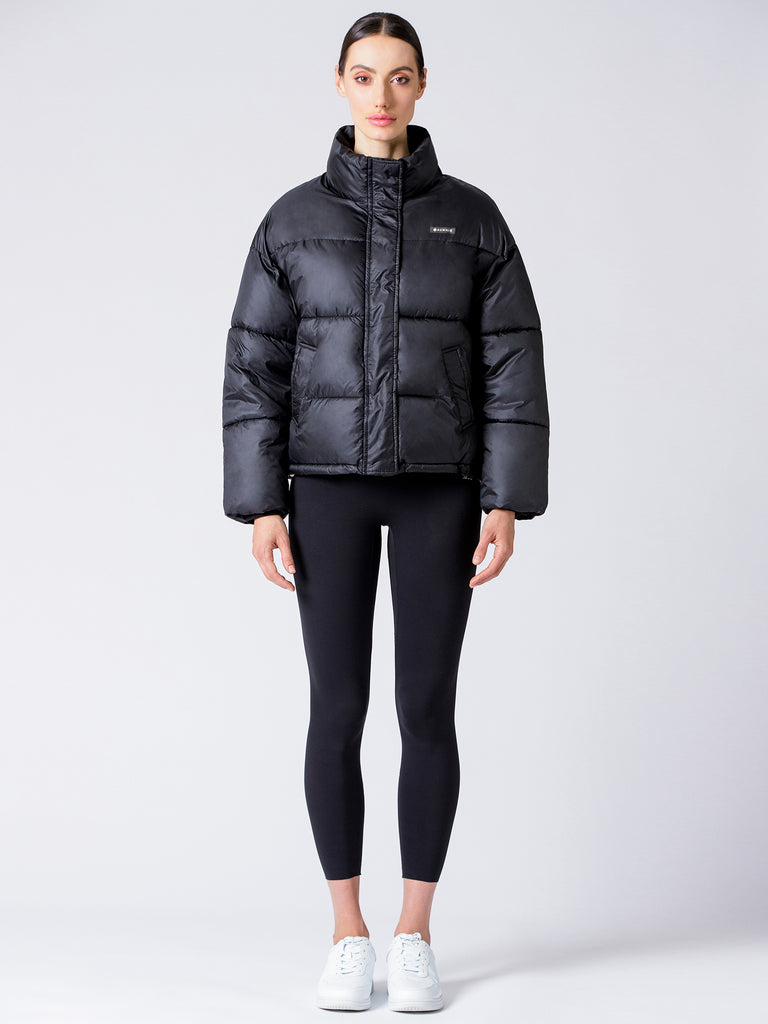 SPORTS LOGO PUFFER JACKET, BLACK