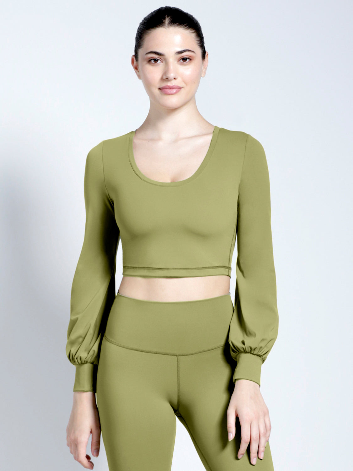 PUFF SLEEVE CROPPED TOP, MUSTARD