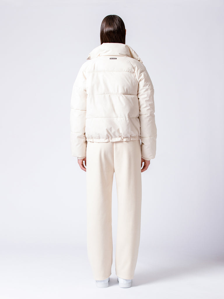 RIBBED HIGH WAIST WINTER FLEECE WIDE LEG SWEATPANTS, OATMEAL