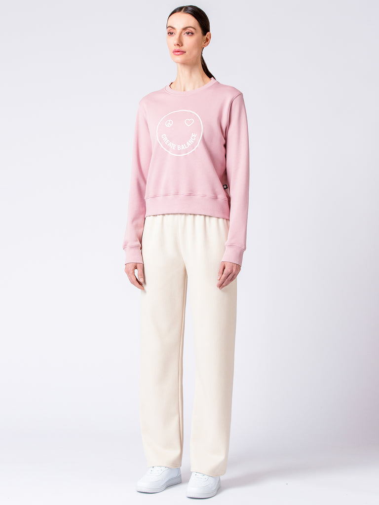 RIBBED HIGH WAIST WINTER FLEECE WIDE LEG SWEATPANTS, OATMEAL