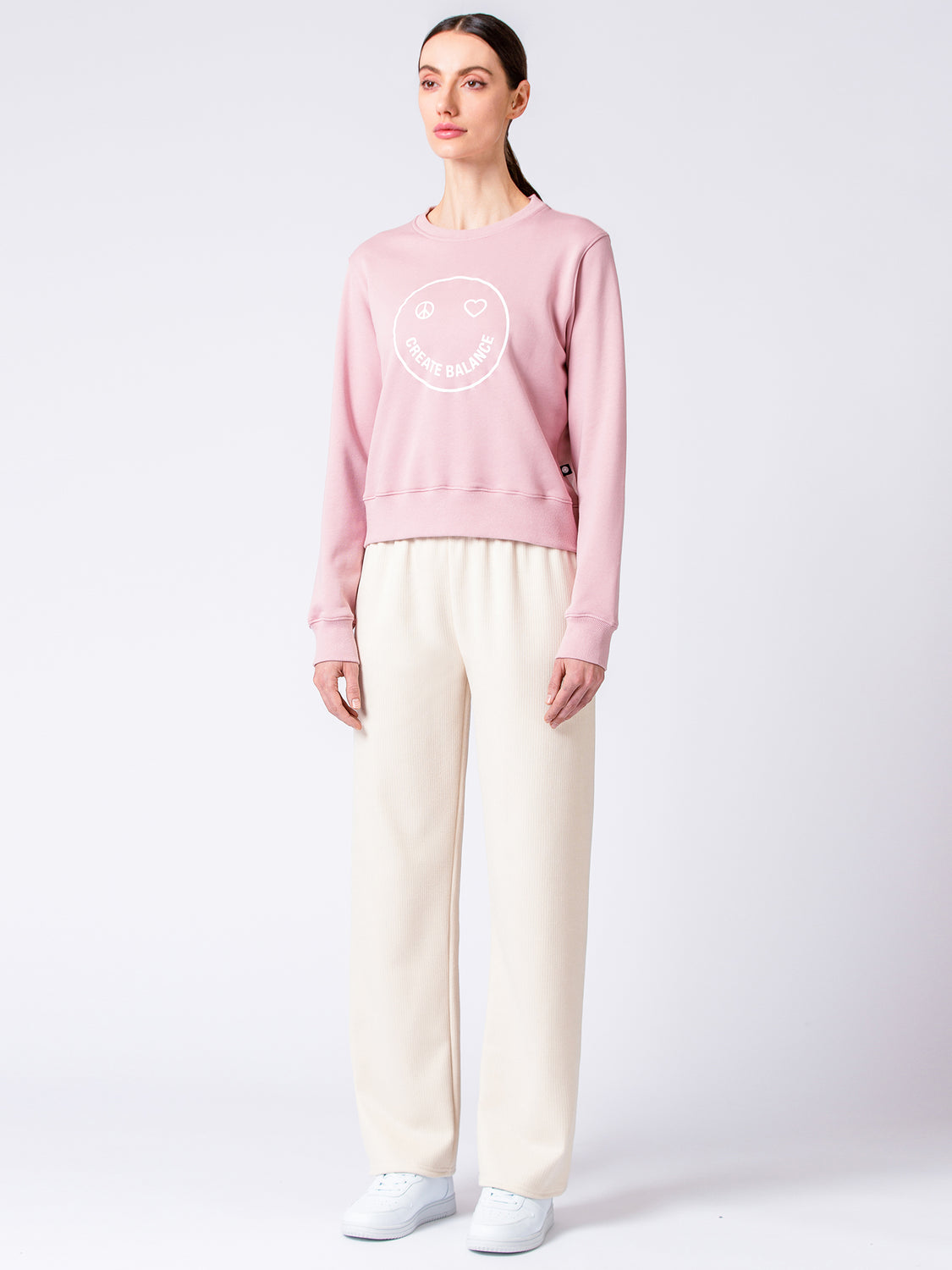RIBBED HIGH WAIST WINTER FLEECE WIDE LEG SWEATPANTS, OATMEAL