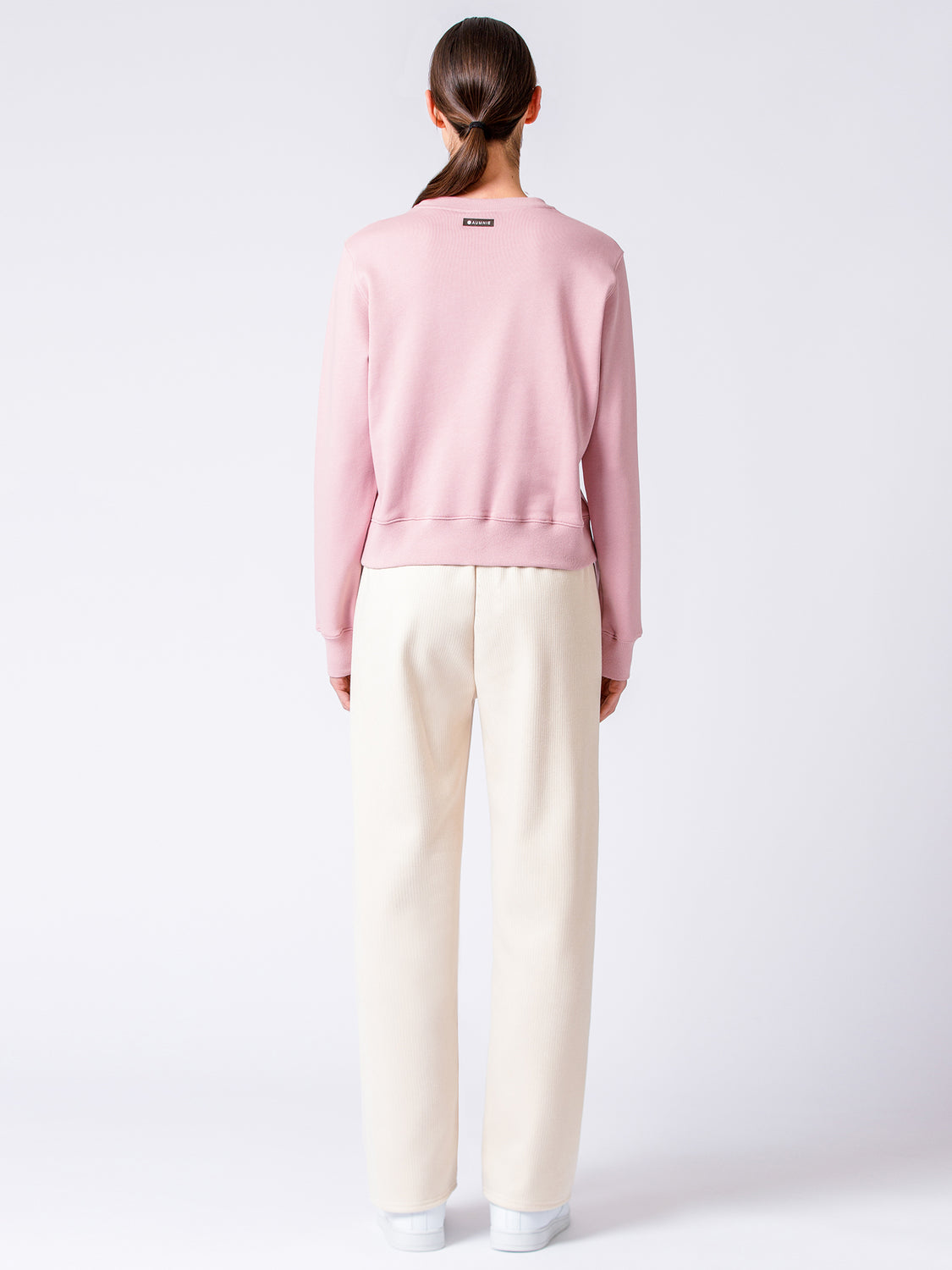 RIBBED HIGH WAIST WINTER FLEECE WIDE LEG SWEATPANTS, OATMEAL