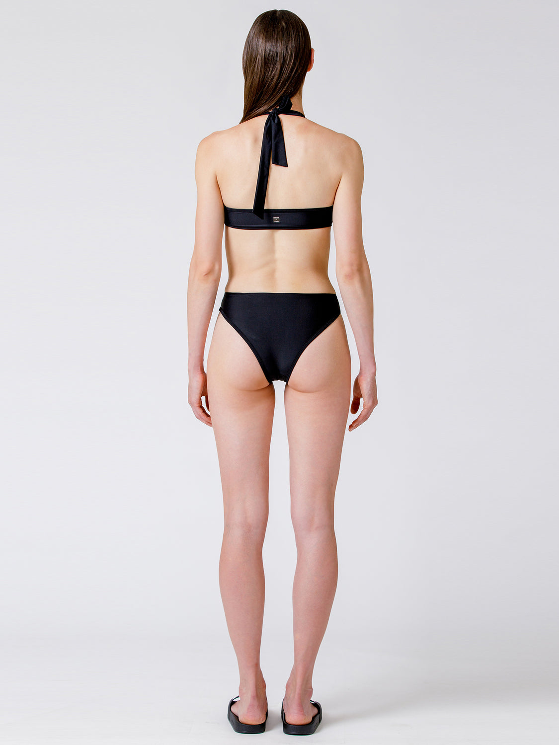 INTERSECTION HALTER ONE-PIECE SWIMSUIT, BLACK