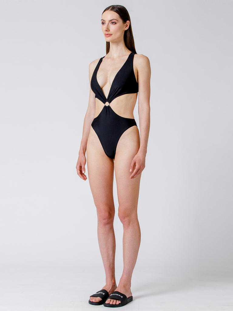 CONVERGENCE ONE-PIECE SWIMSUIT, BLACK