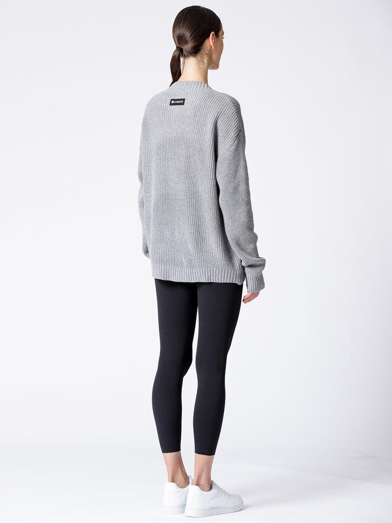 BOYFRIEND FIT KNIT CARDIGAN, LIGHT GREY