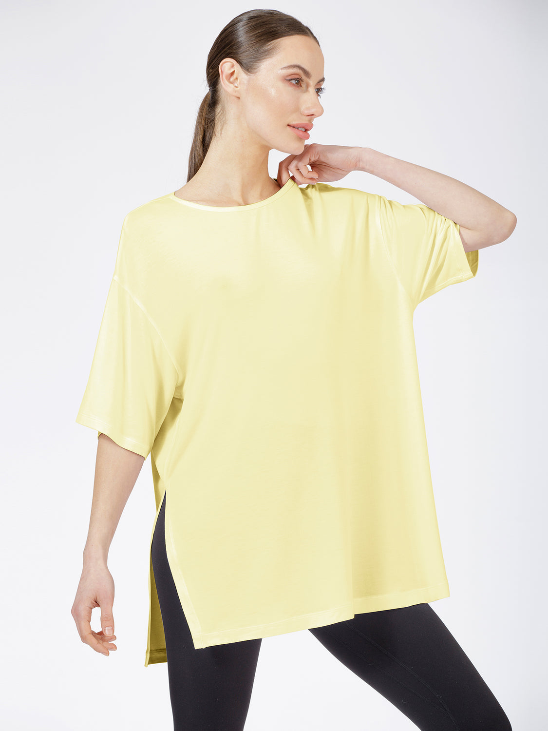 HIGH SPLIT OVERSIZE TEE, JASMINE