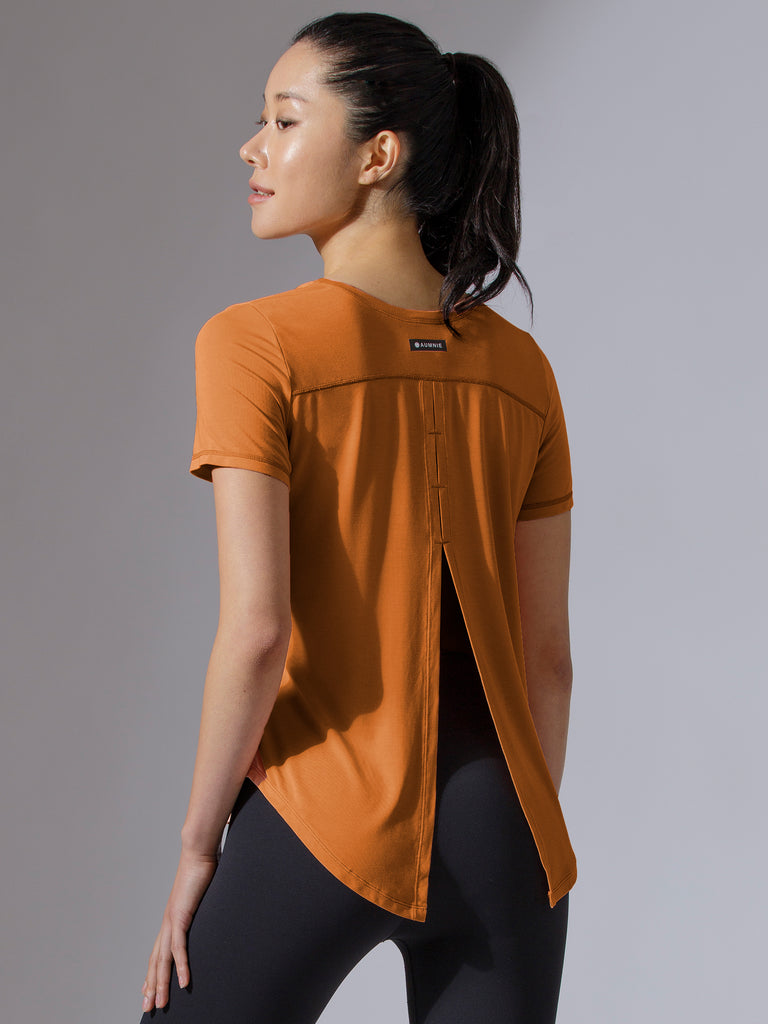 BACK TIE EVERYDAY SHORT SLEEVE TEE, BRONZE