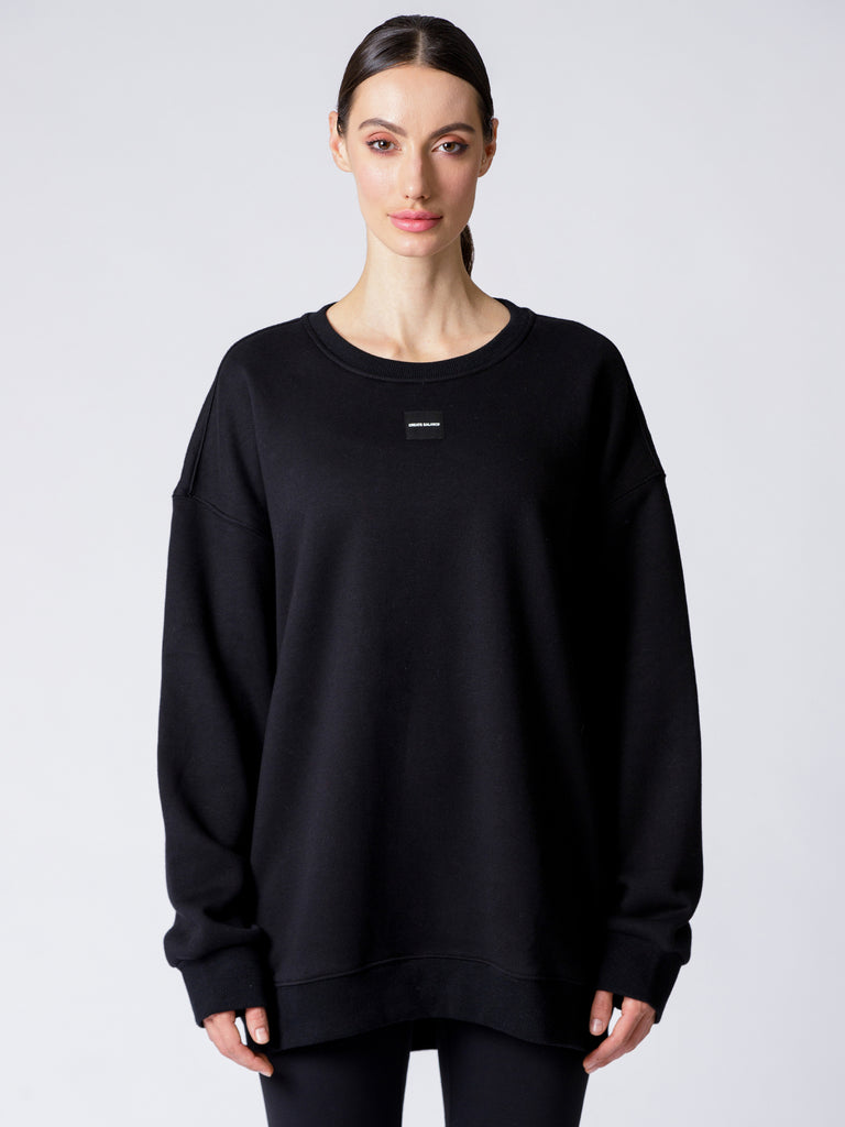 WINTER FLEECE PATCH LOGO SWEATSHIRT, BLACK