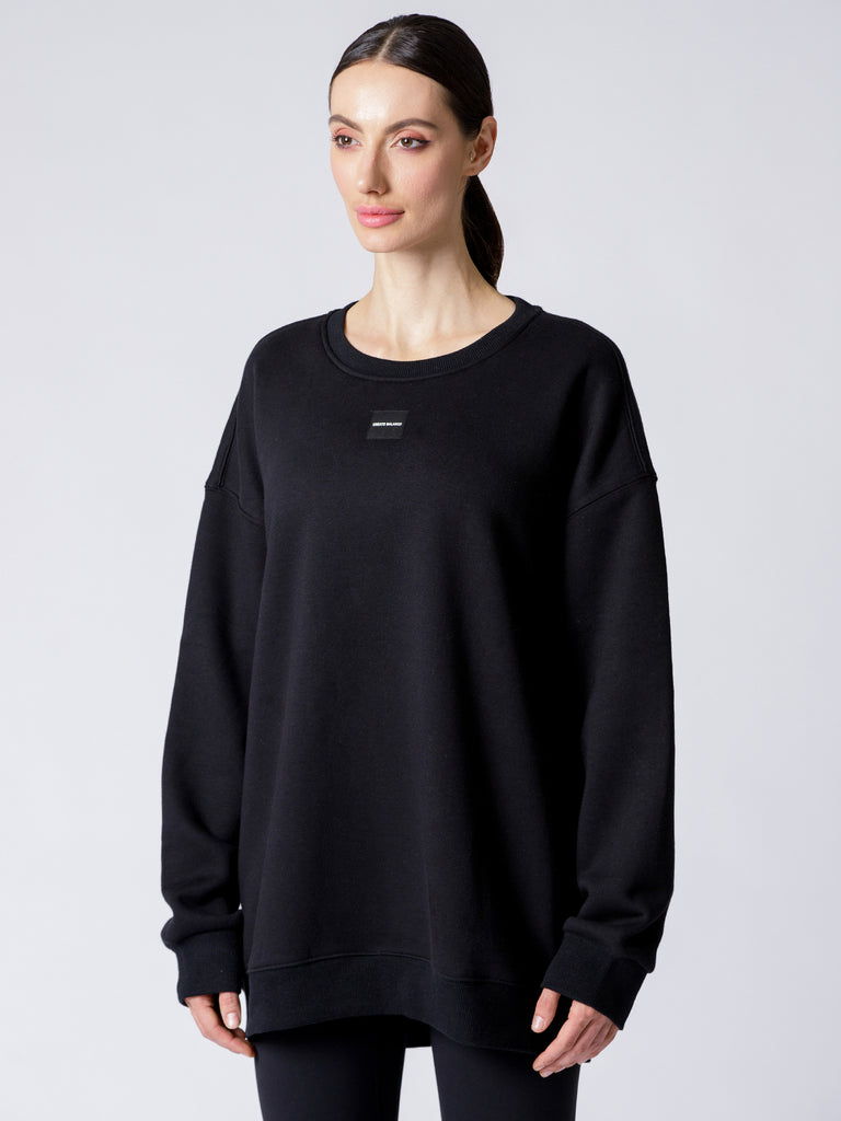 WINTER FLEECE PATCH LOGO SWEATSHIRT, BLACK