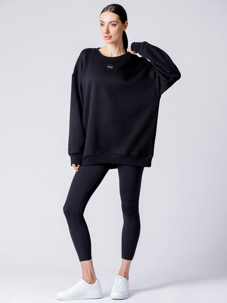 WINTER FLEECE PATCH LOGO SWEATSHIRT, BLACK