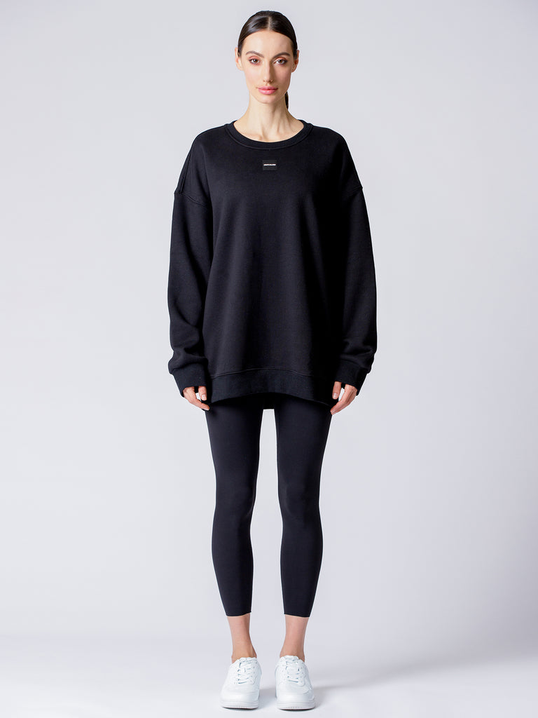 WINTER FLEECE PATCH LOGO SWEATSHIRT, BLACK