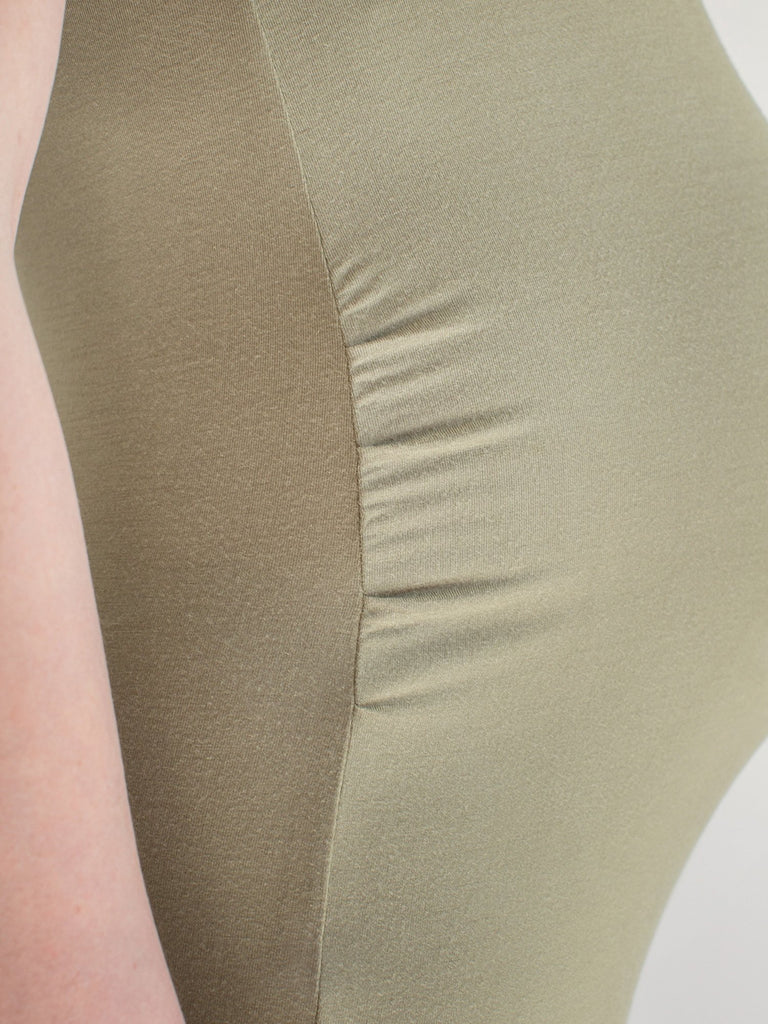MATERNITY SOFT STRETCH SLEEVELESS MIDI DRESS, SAGE