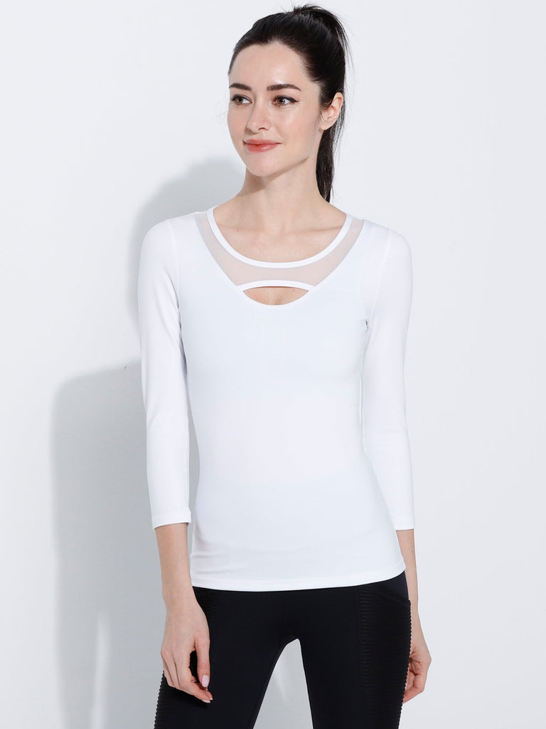PARALLEL 3/4 SLEEVE TEE, WHITE