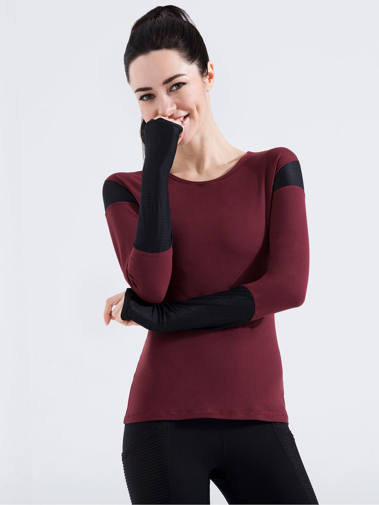 TRIANGLE MESH TEE, BORDEAUX