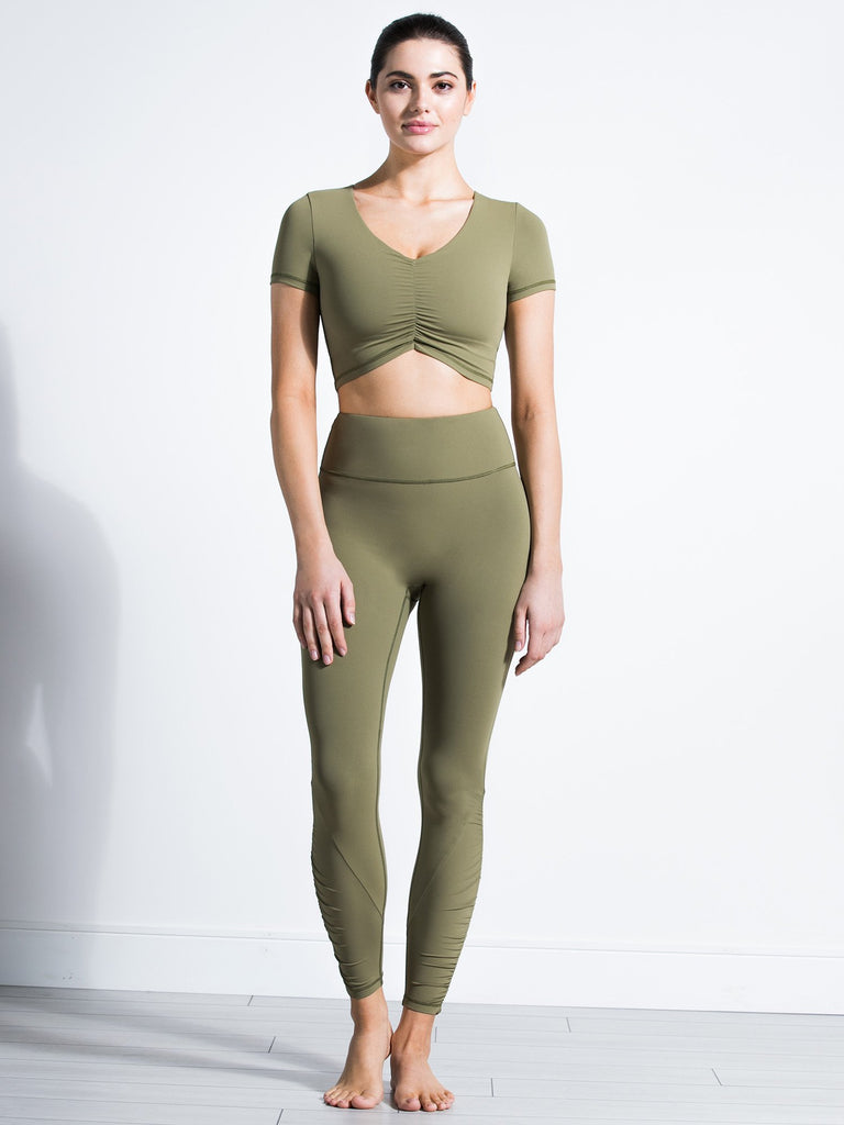 RUCHED NUDE PANTS, SAGE