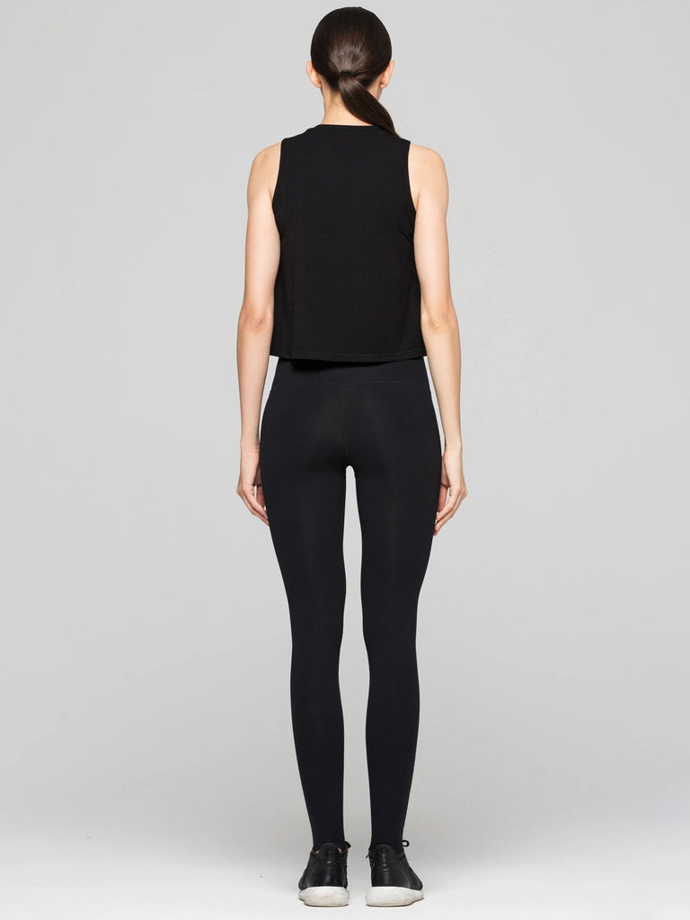 LOOSE CROPPED MUSCLE TANK, BLACK