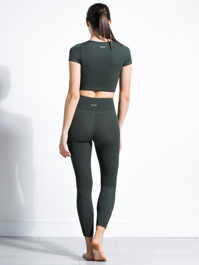 RUCHED NUDE TEE, DEEP FOREST