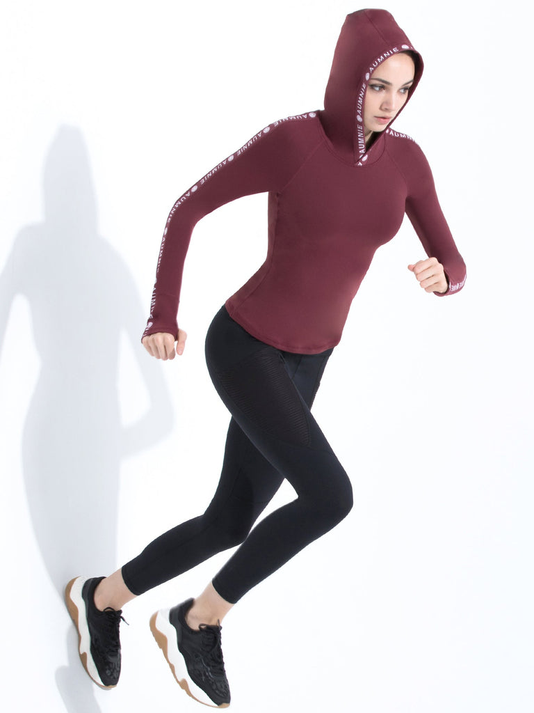 HOODED LOGO TOP, BORDEAUX