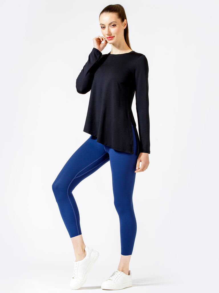 LONG SLEEVE SWAY TEE, BLACK