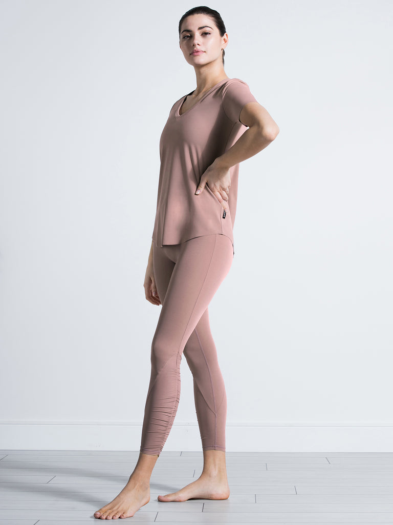 RUCHED NUDE PANTS,ASH MAUVE