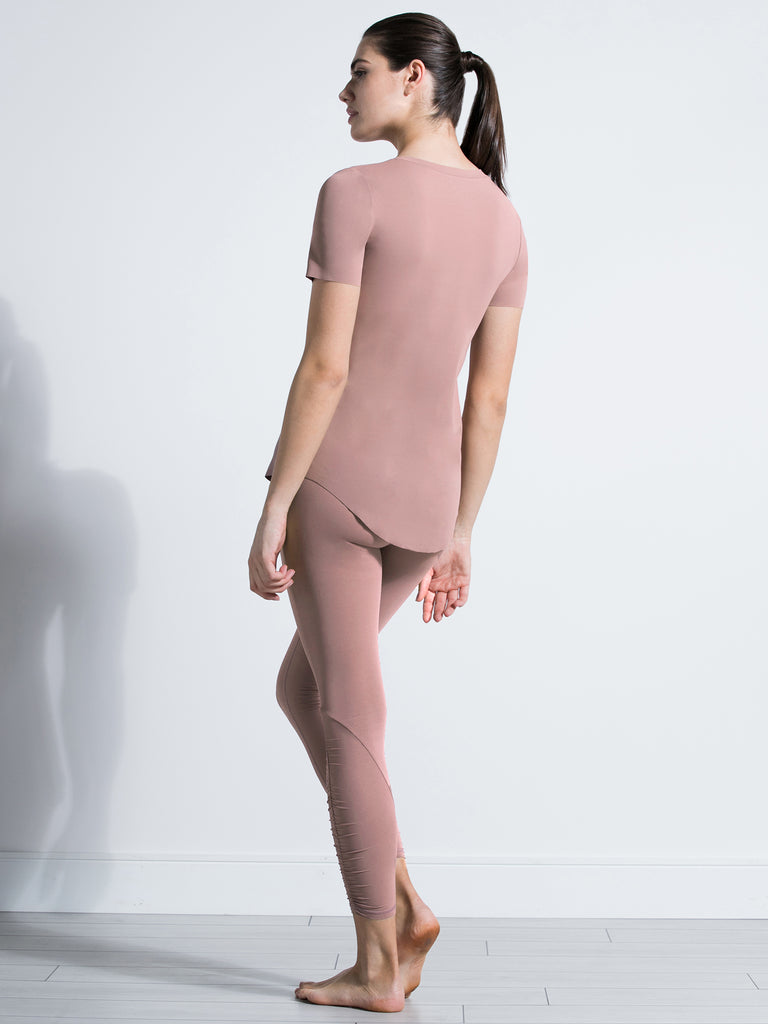 RUCHED NUDE PANTS,ASH MAUVE