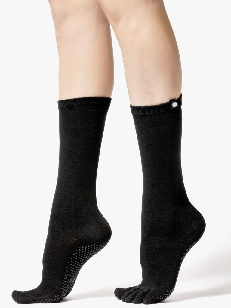 KNEE HIGH FULL TOE YOGA SOCKS, BLACK