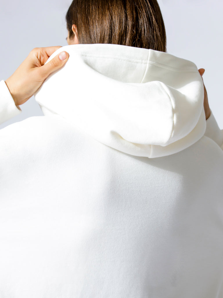 HAPPY GLOW ZIP HOODIE, WHITE