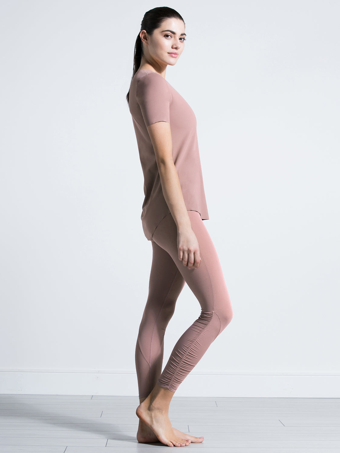 RUCHED NUDE PANTS,ASH MAUVE