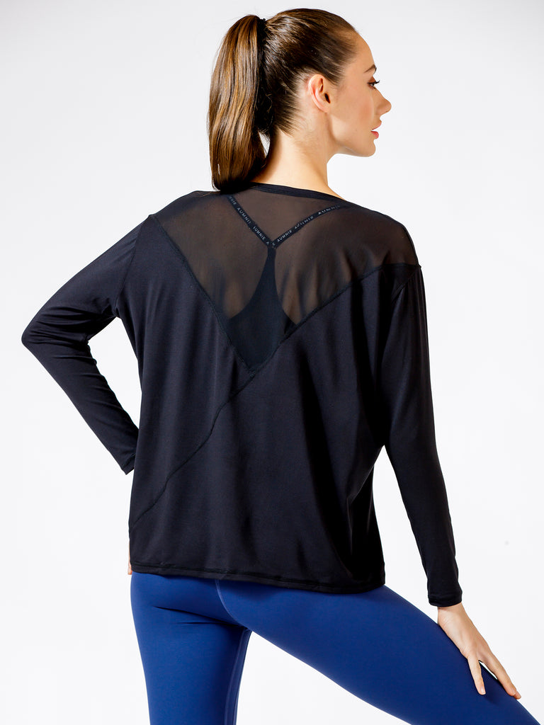 MESH BACK RELAXED TEE, BLACK/BLACK MESH