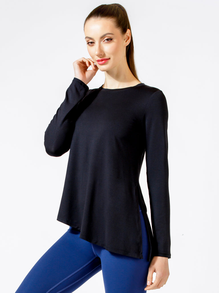 LONG SLEEVE SWAY TEE, BLACK