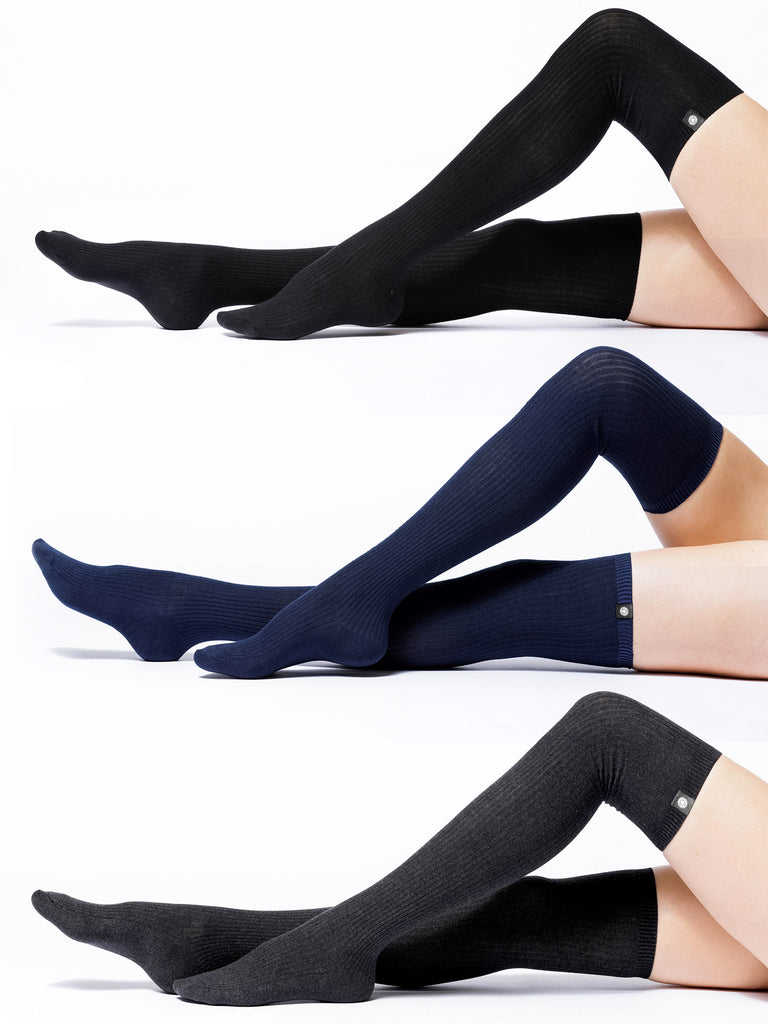 3-PAIR SET, KNEE HIGH SOCKS