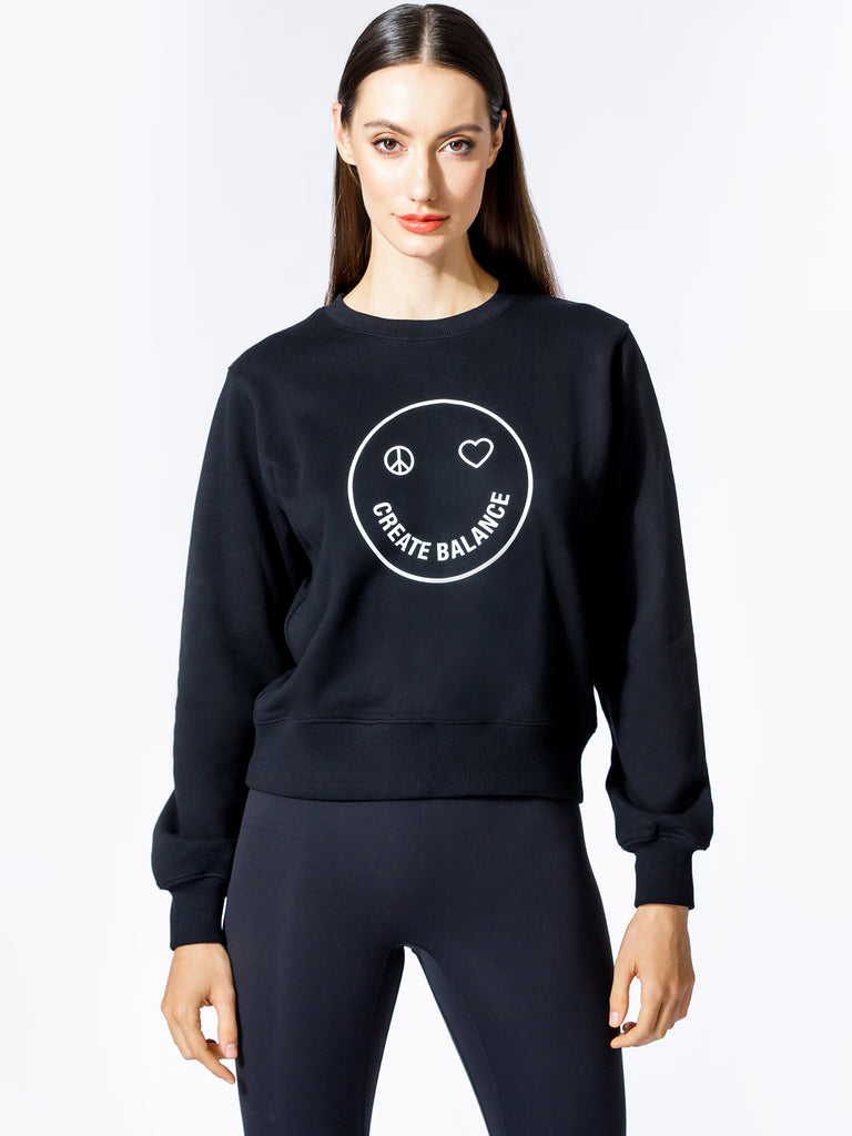 HAPPY GLOW SWEATSHIRT, BLACK