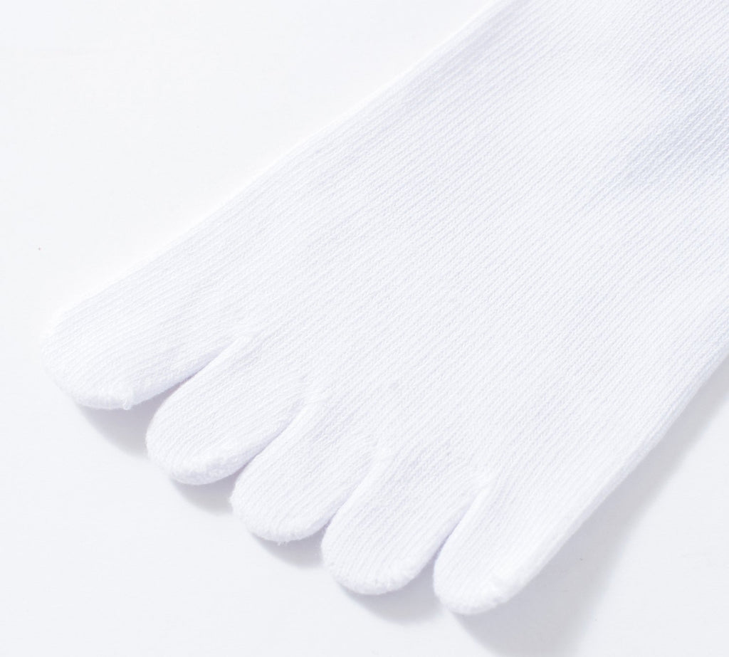 KNEE HIGH FULL TOE YOGA GRIP SOCKS, WHITE/BLACK