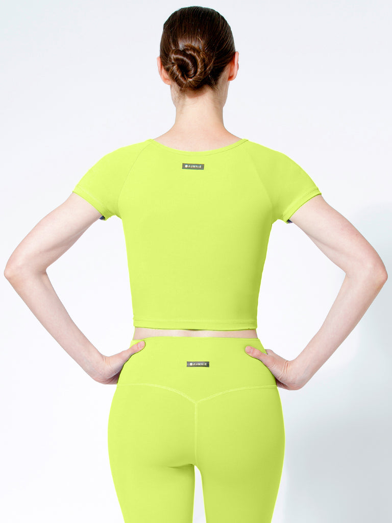 SHORT SLEEVE NUDE FRONT WRAP TEE, GLOW