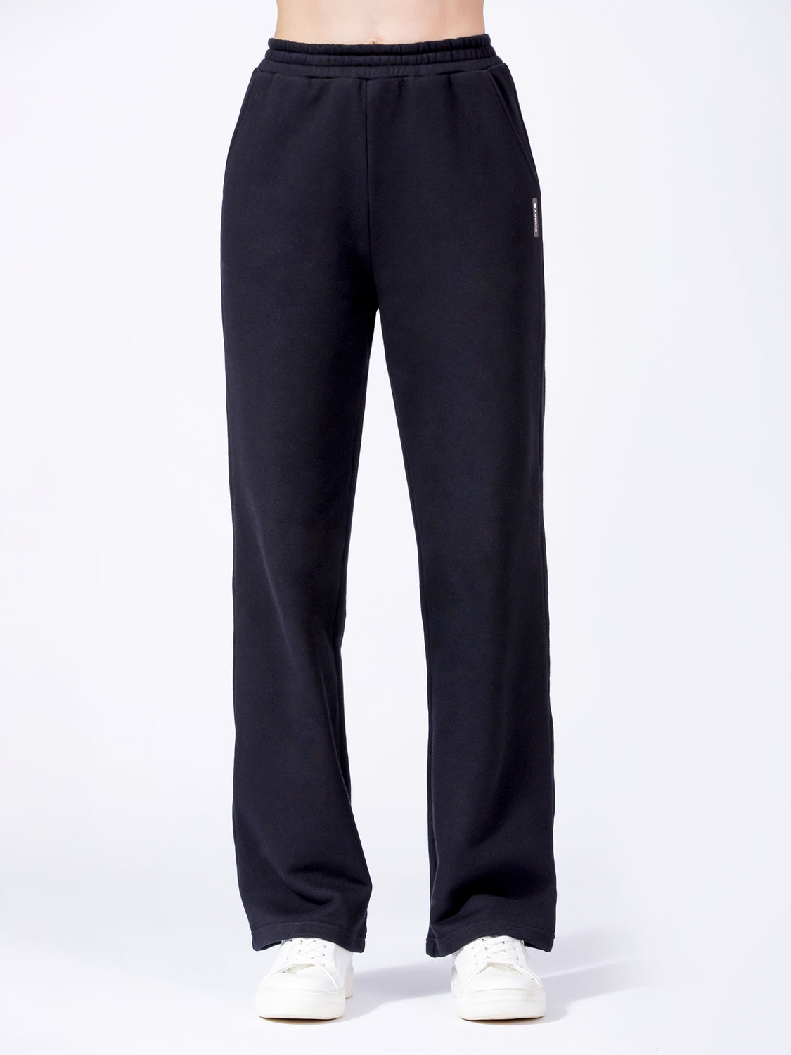 WIDE LEG SWEATPANTS, BLACK