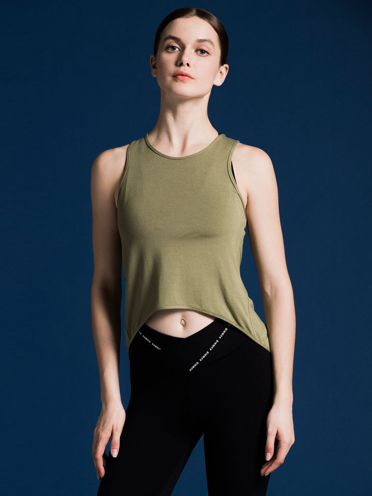 OPEN BACK CROP TOP, SAGE