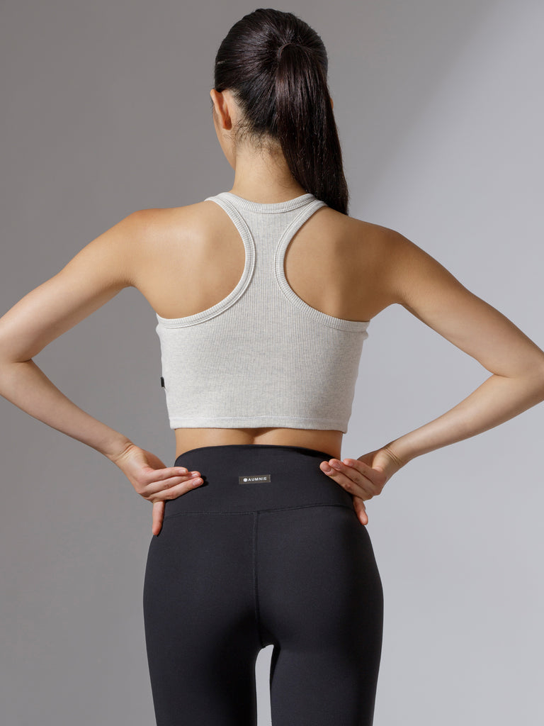 EVERYDAY RIBBED CROPPED SINGLET, GREY