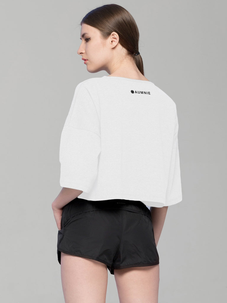 BE DIFFERENT OVERSIZED CROPPED TEE, WHITE