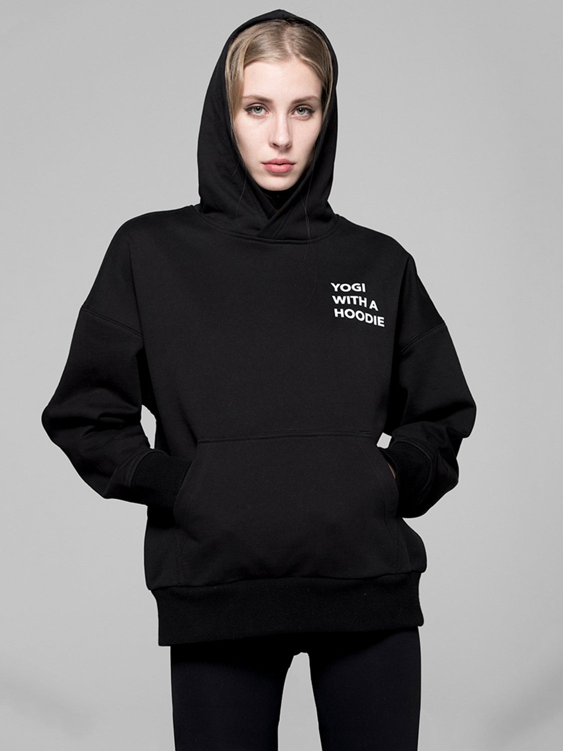 YOGI WITH A HOODIE, BLACK