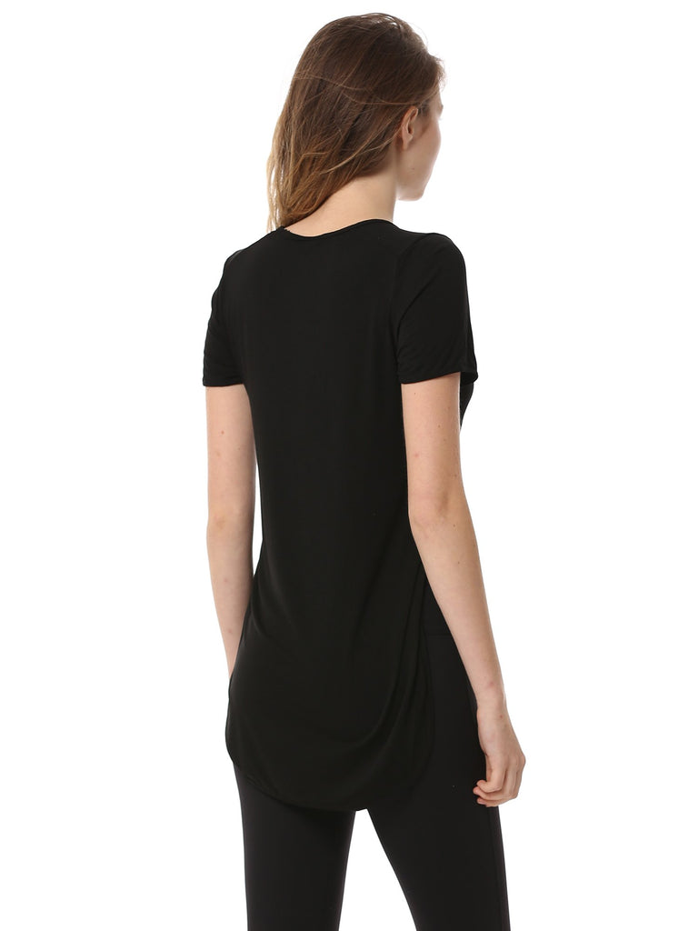 HI LO SPLIT SIDE TEE, BLACK