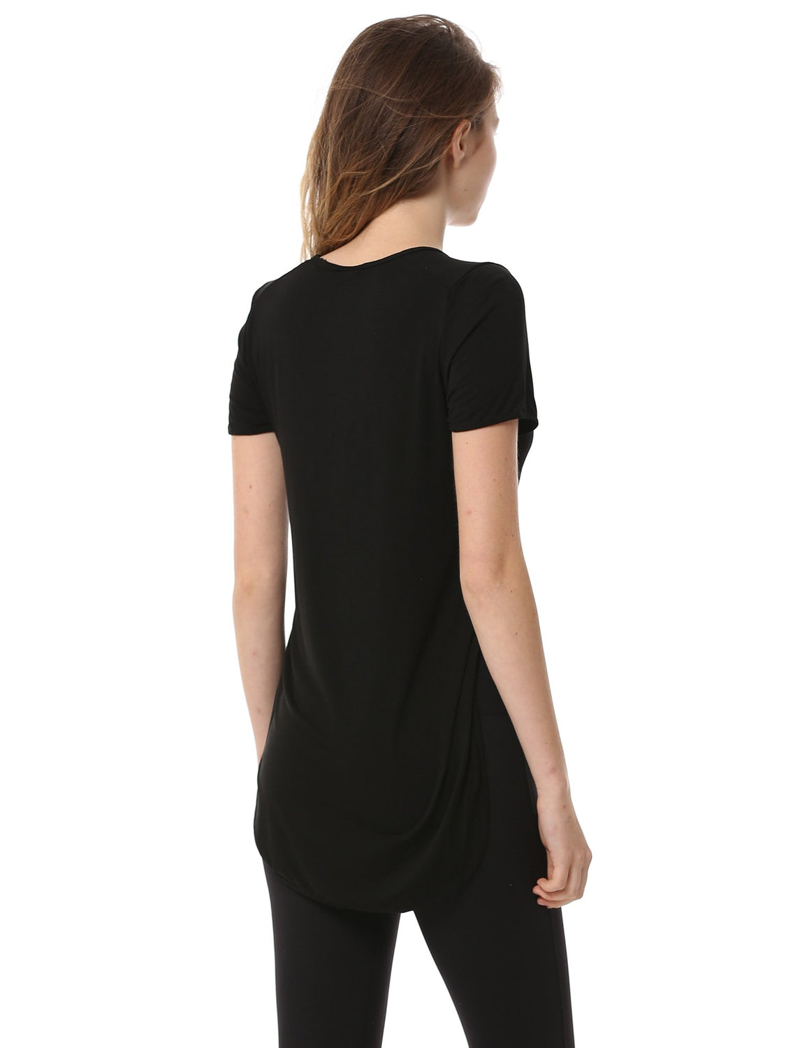HI LO SPLIT SIDE TEE, BLACK