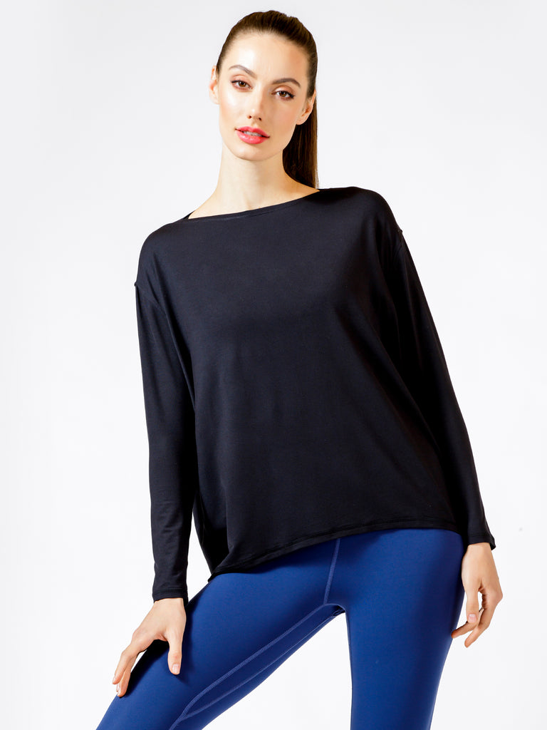 MESH BACK RELAXED TEE, BLACK/BLACK MESH