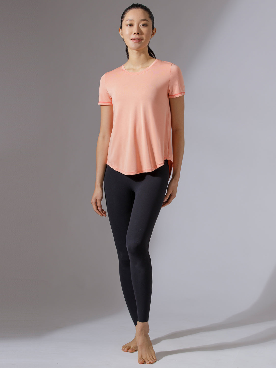 BACK TIE EVERYDAY SHORT SLEEVE TEE, PEACH