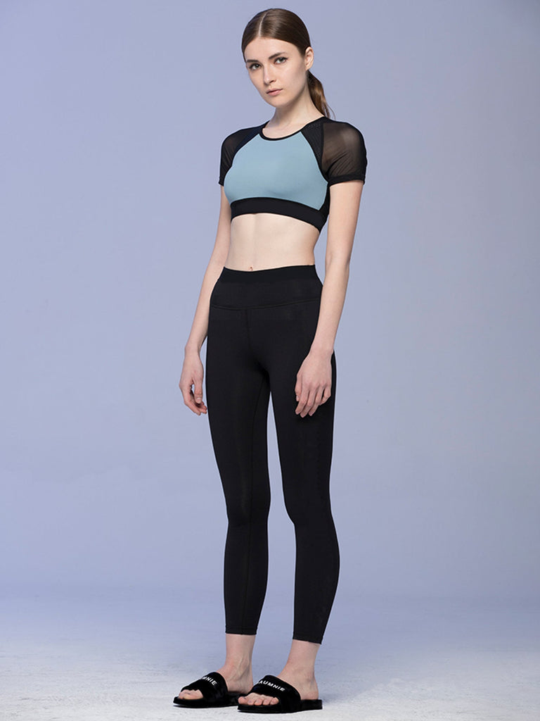 INTENSITY CROPPED TEE , STORM/BLACK MESH