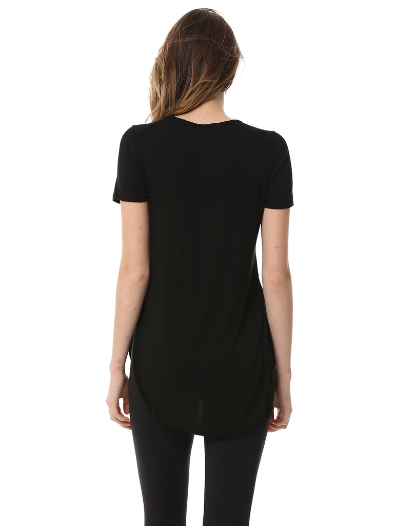 HI LO SPLIT SIDE TEE, BLACK