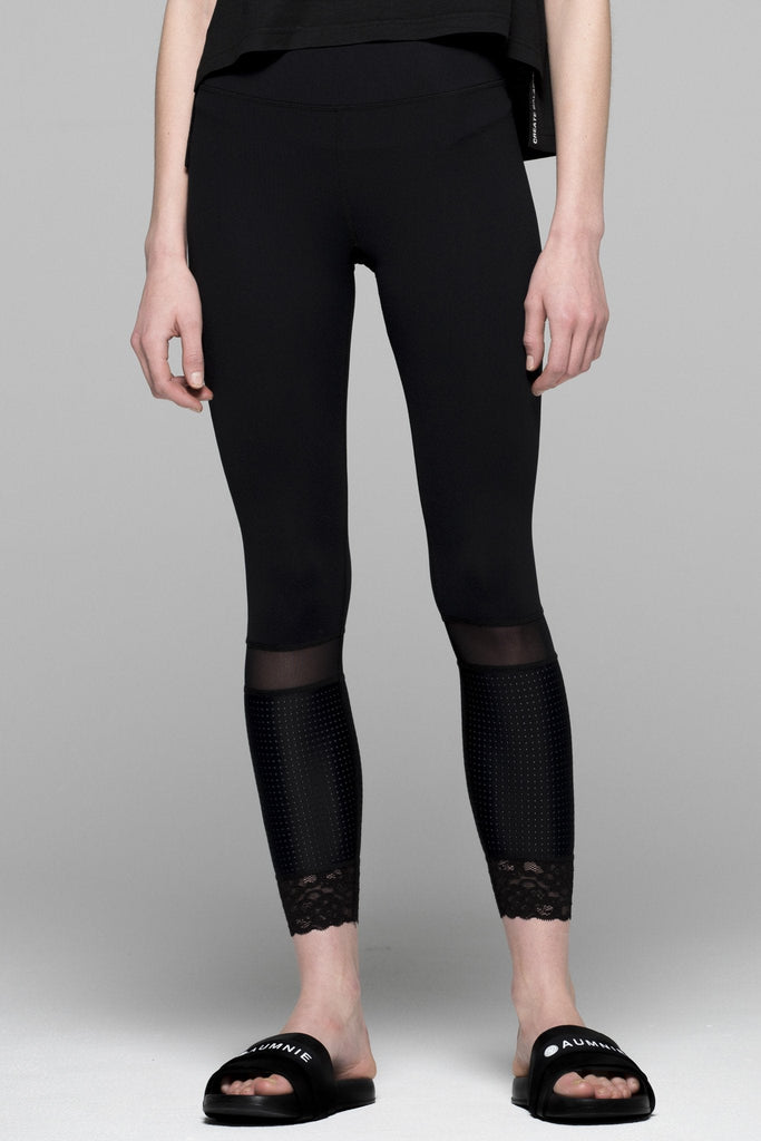 LUMIN ANKLE CROPS, BLACK/PERFORATED MESH