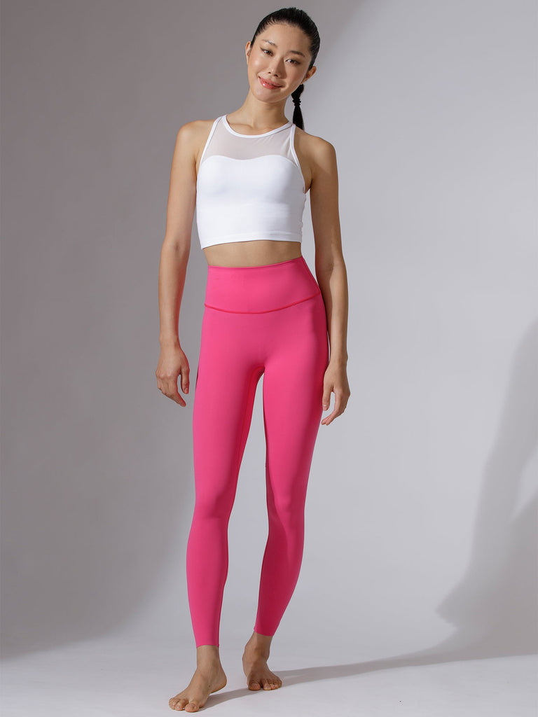 LABRYINTH CROPPED TANK, WHITE/WHITE MESH