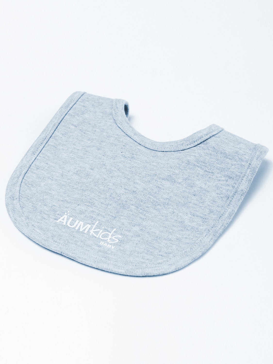 AUMkids HAPPY BABY SHORT SLEEVE ONESIE + BIB SET, LIGHT HEATHER GREY