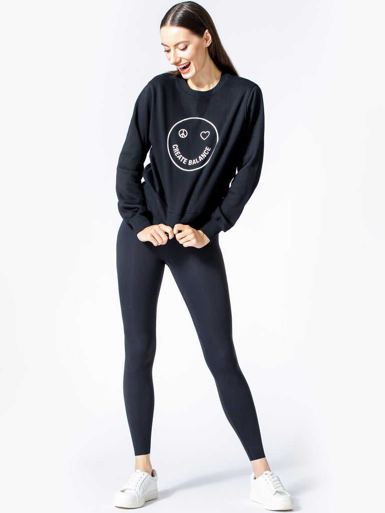 HAPPY GLOW SWEATSHIRT, BLACK